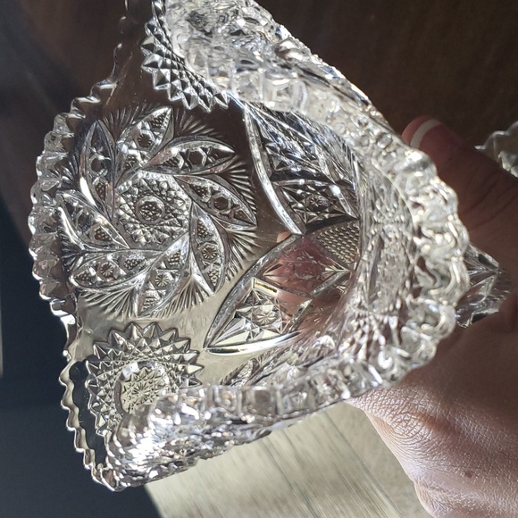 Vintage Antique Clear Glass Ruffled Sawtooth Paddle Wheel Pattern Vase 6.5" - Picture 16 of 16